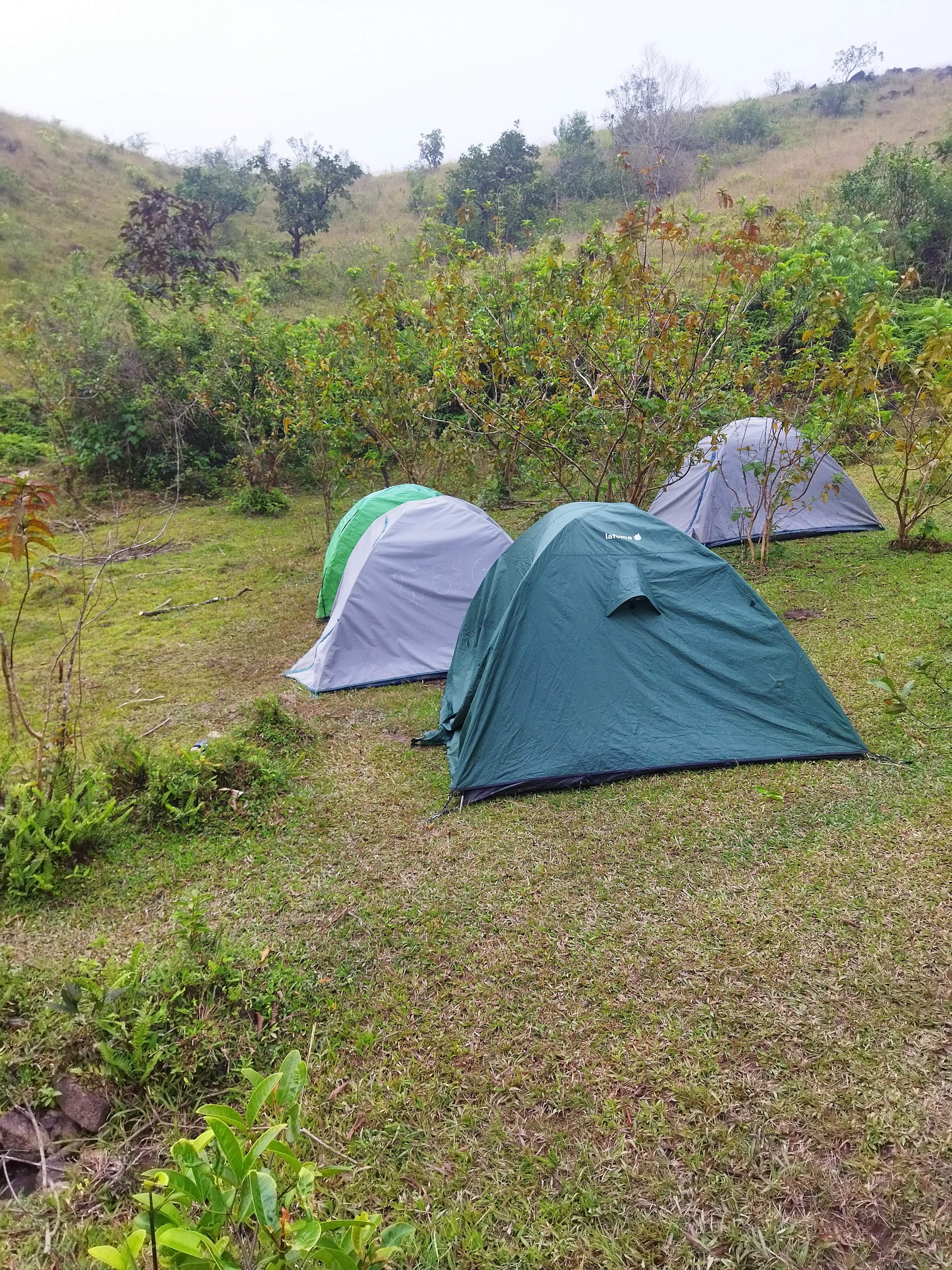 Foggy morning view during the trek with clouds ascending the mountains