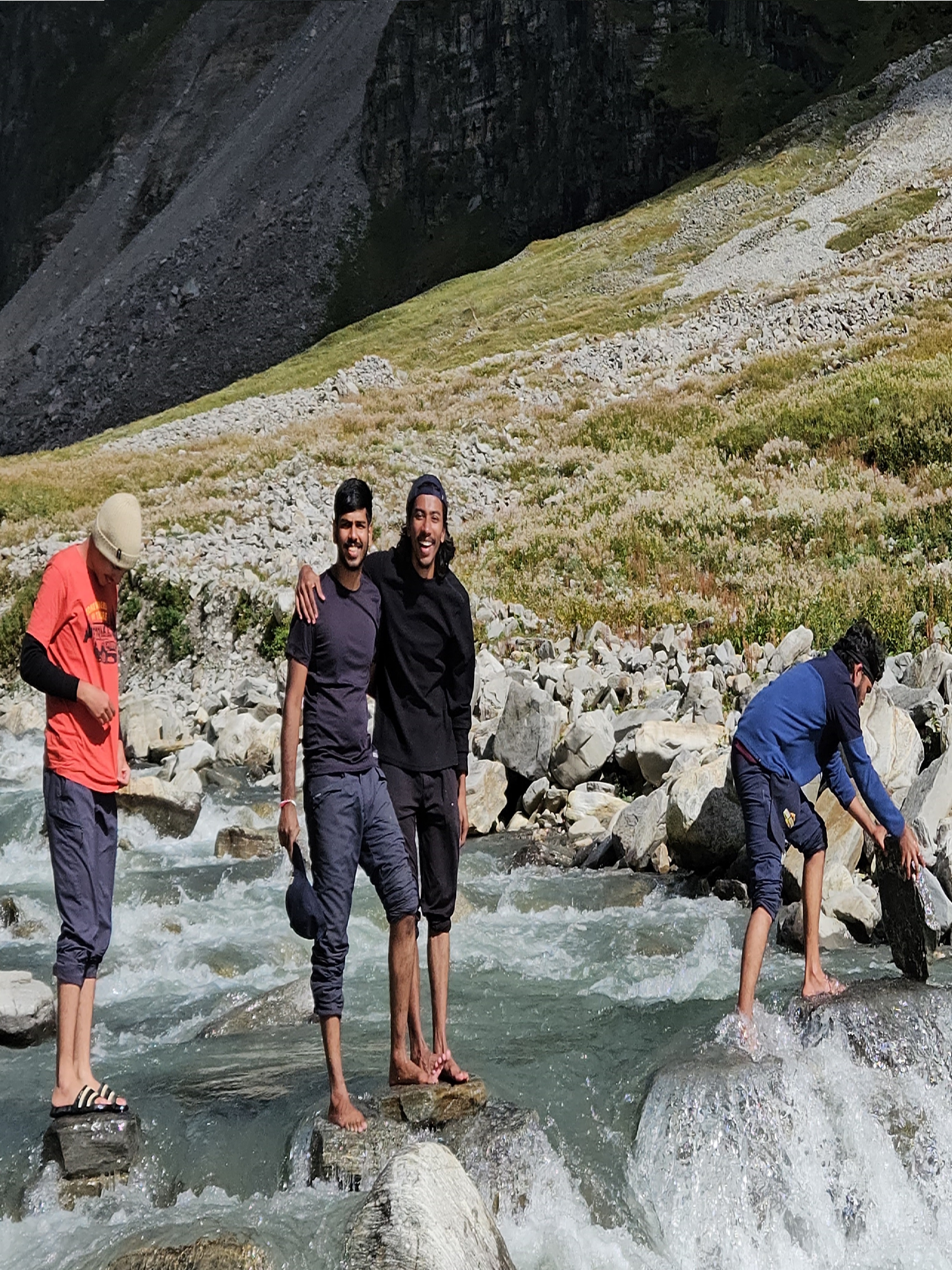 Attempting to cross the forceful river