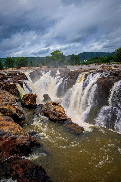 Hogenekkal Falls in Tamil Nadu, known as the Niagara of India with multiple cascades